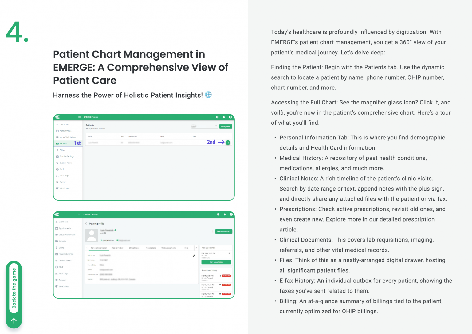 Patient Chart Management in EMERGE A Comprehensive View of Patient